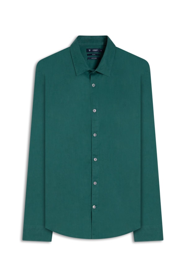 Camisa Linho  Unicollor Classic Shangai Verde Escuro