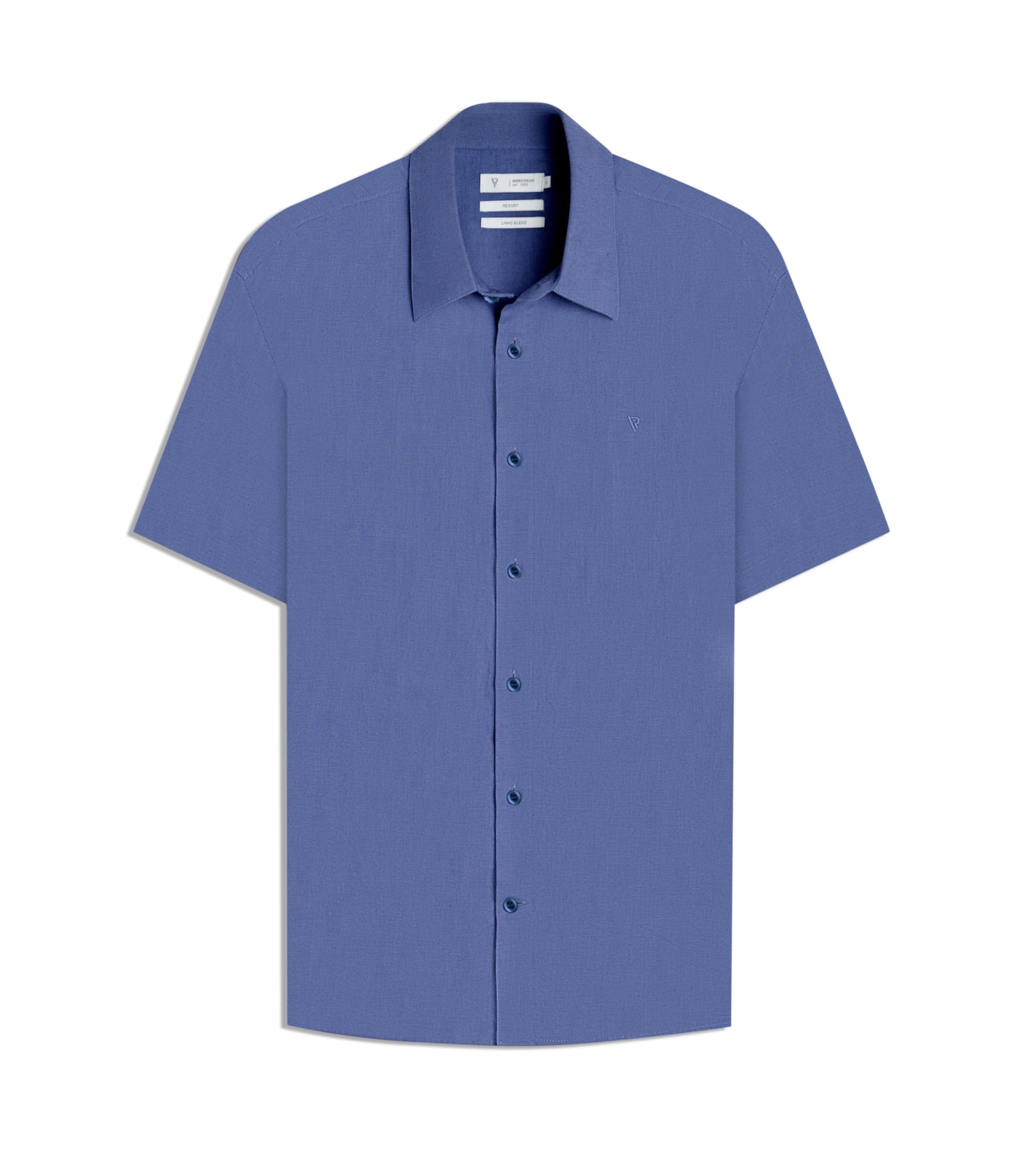 Camisa Linho  Unicollor Retro Irish Azul Seco