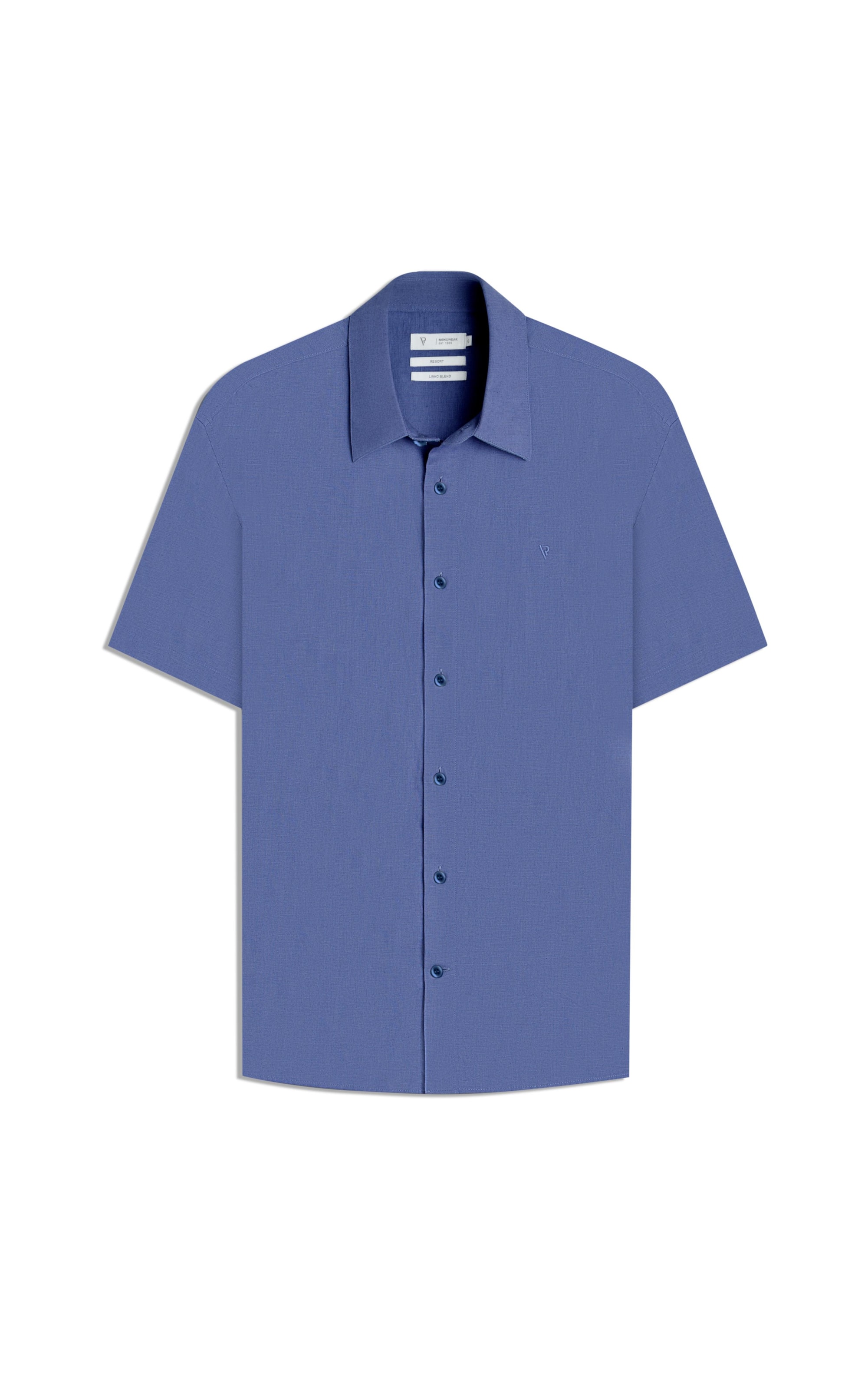 Camisa Linho  Unicollor Retro Irish Azul Seco