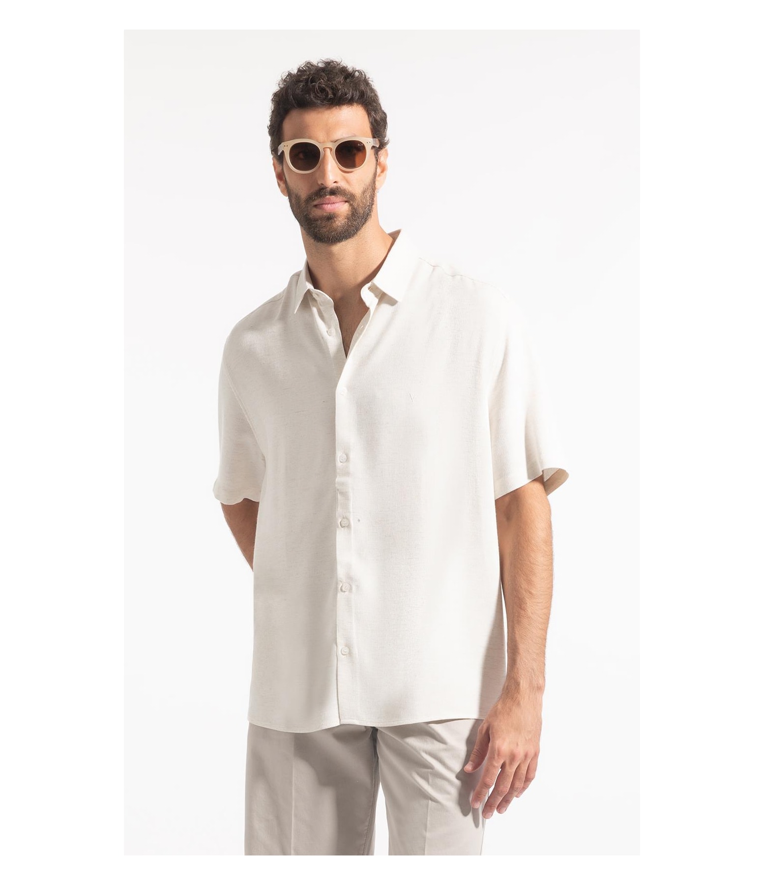 Camisa Linho Visco Torino Retro Shang Natural