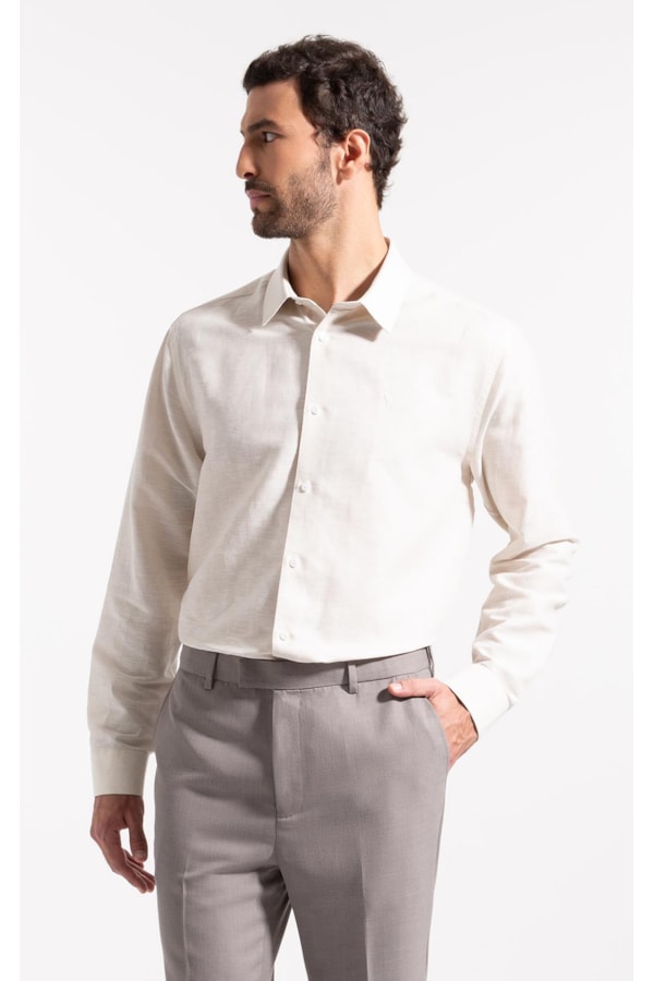 Camisa Linho Walles Classic Shangai Natural