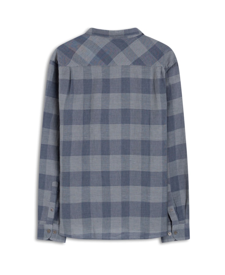 Camisa Linho Xadrez Galles Azul Pervante