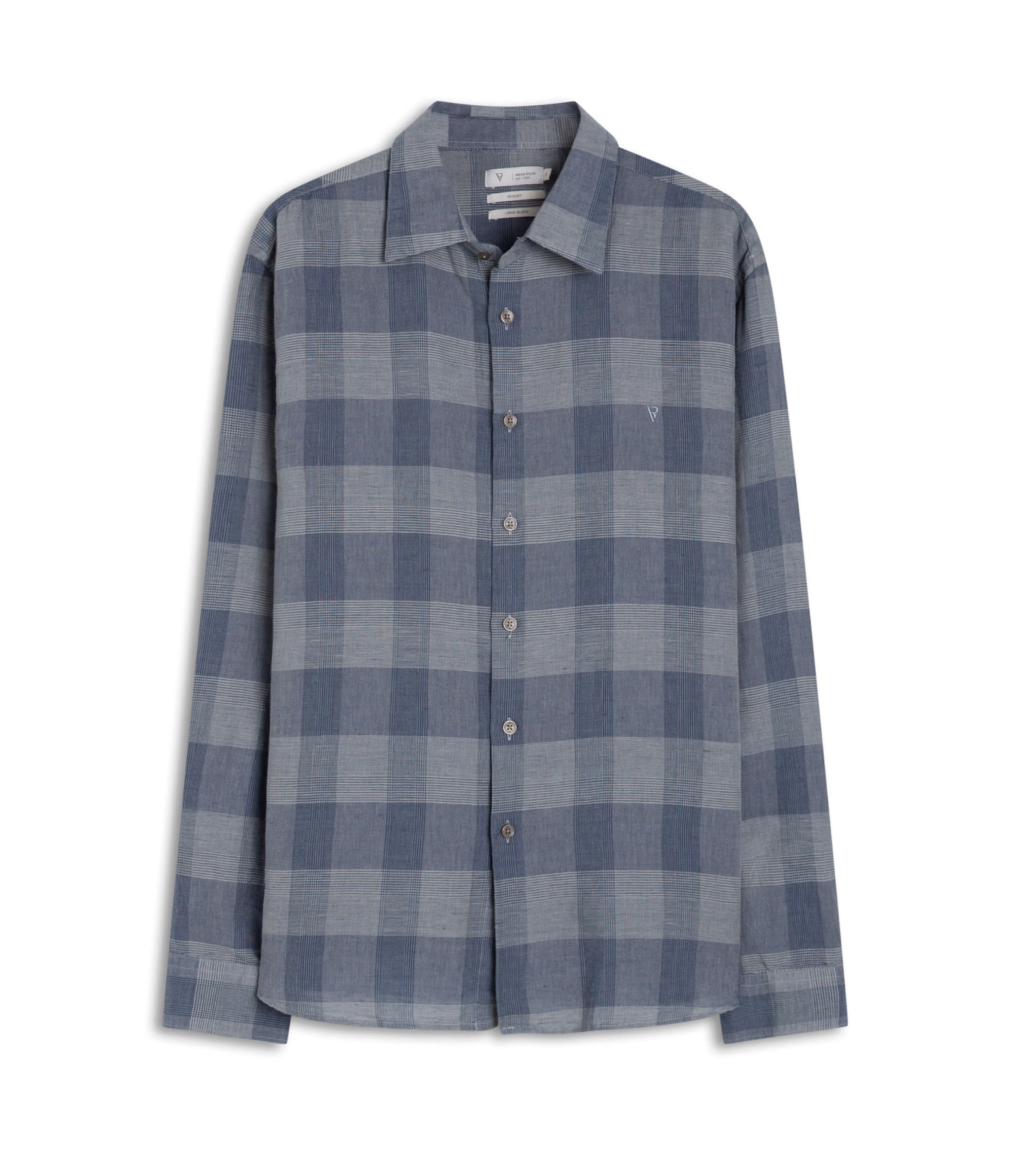Camisa Linho Xadrez Galles Azul Pervante
