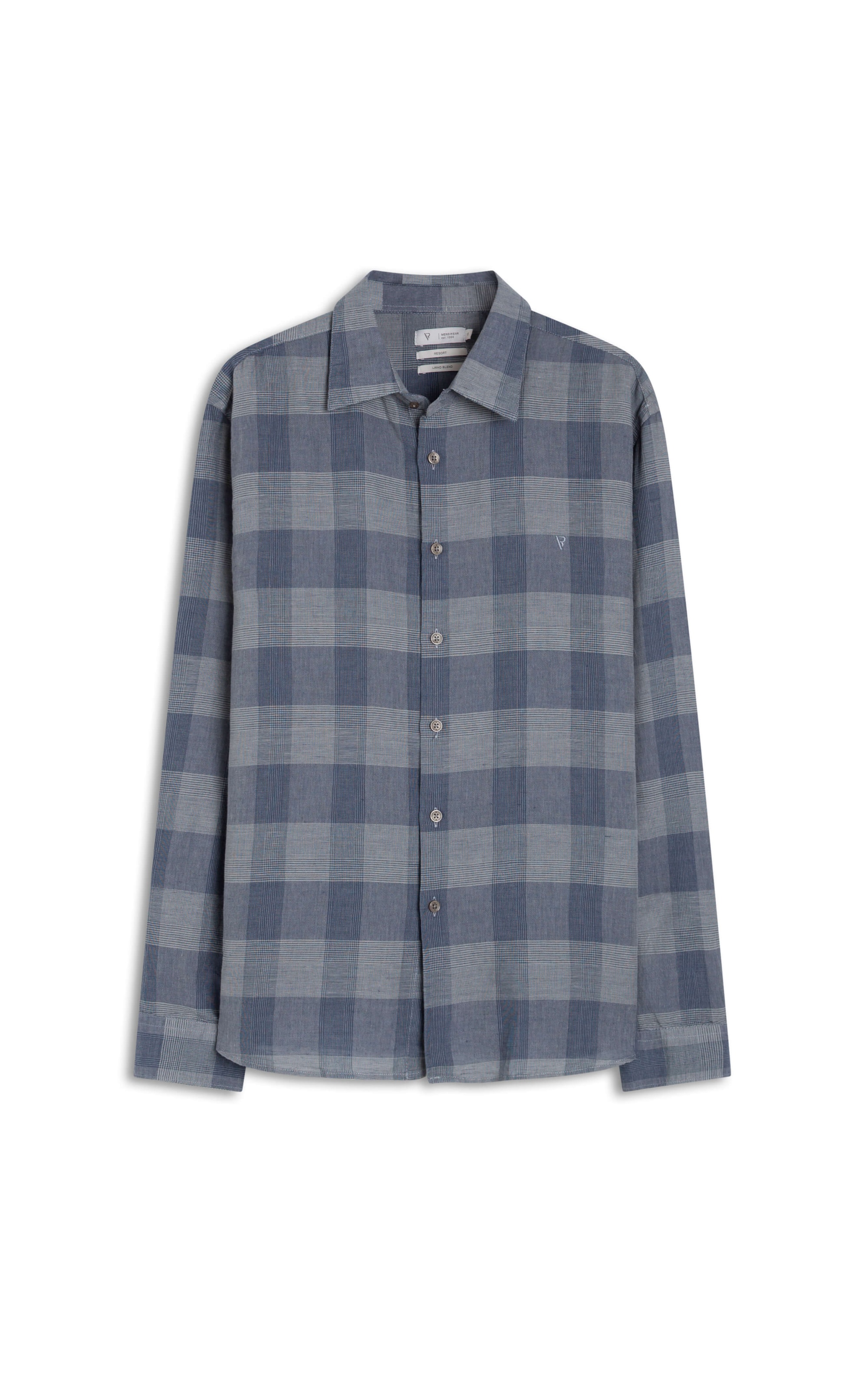 Camisa Linho Xadrez Galles Azul Pervante