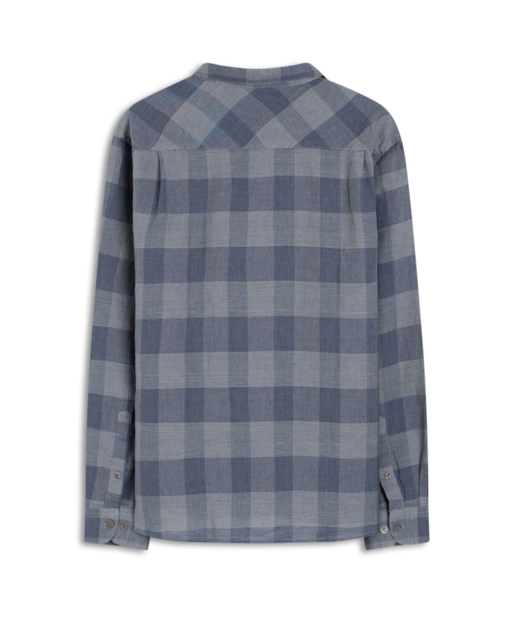 Camisa Linho Xadrez Galles Azul Pervante