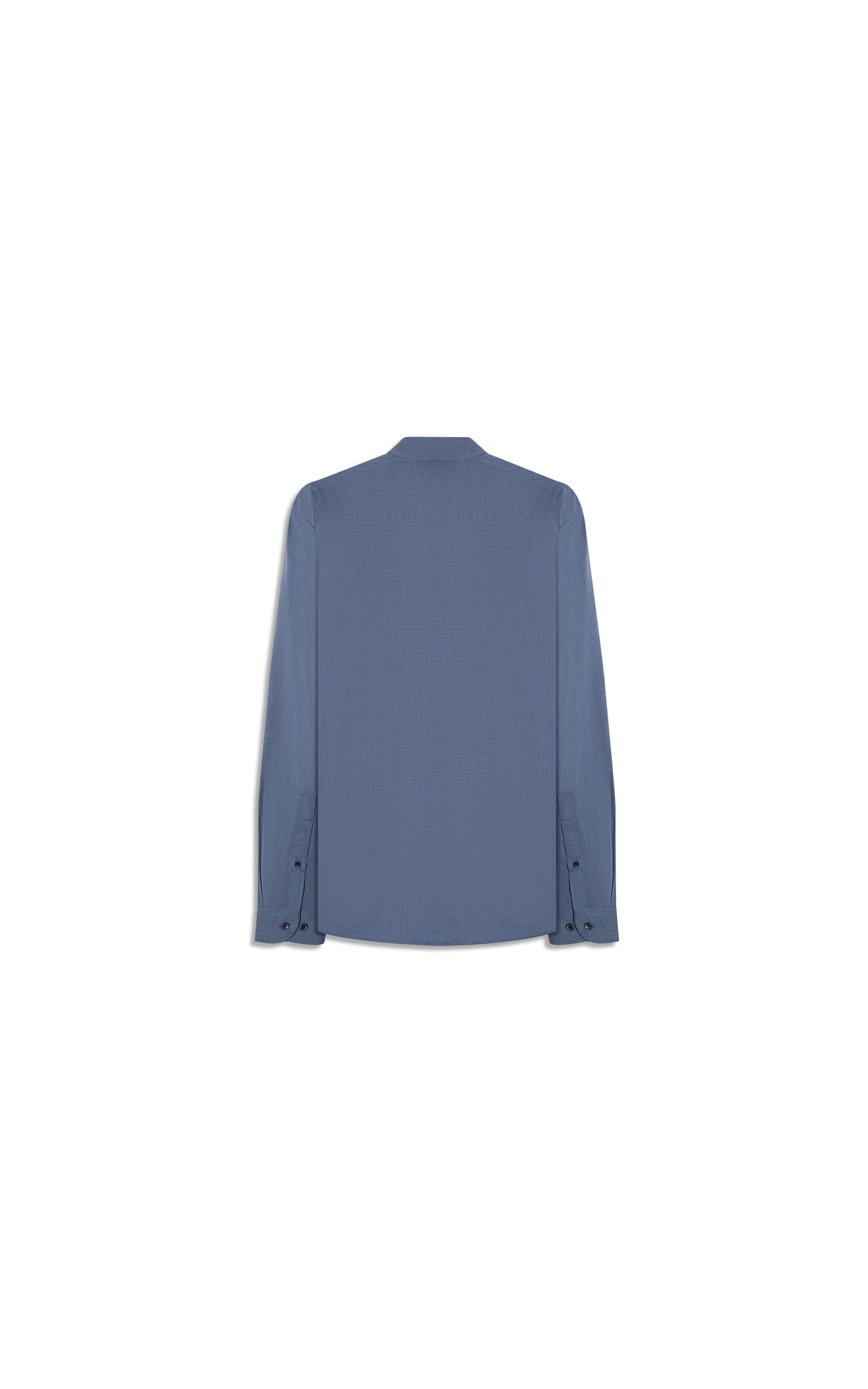 Camisa Ly Fil a Fil Slim Shanghai Ml Azul Jeans