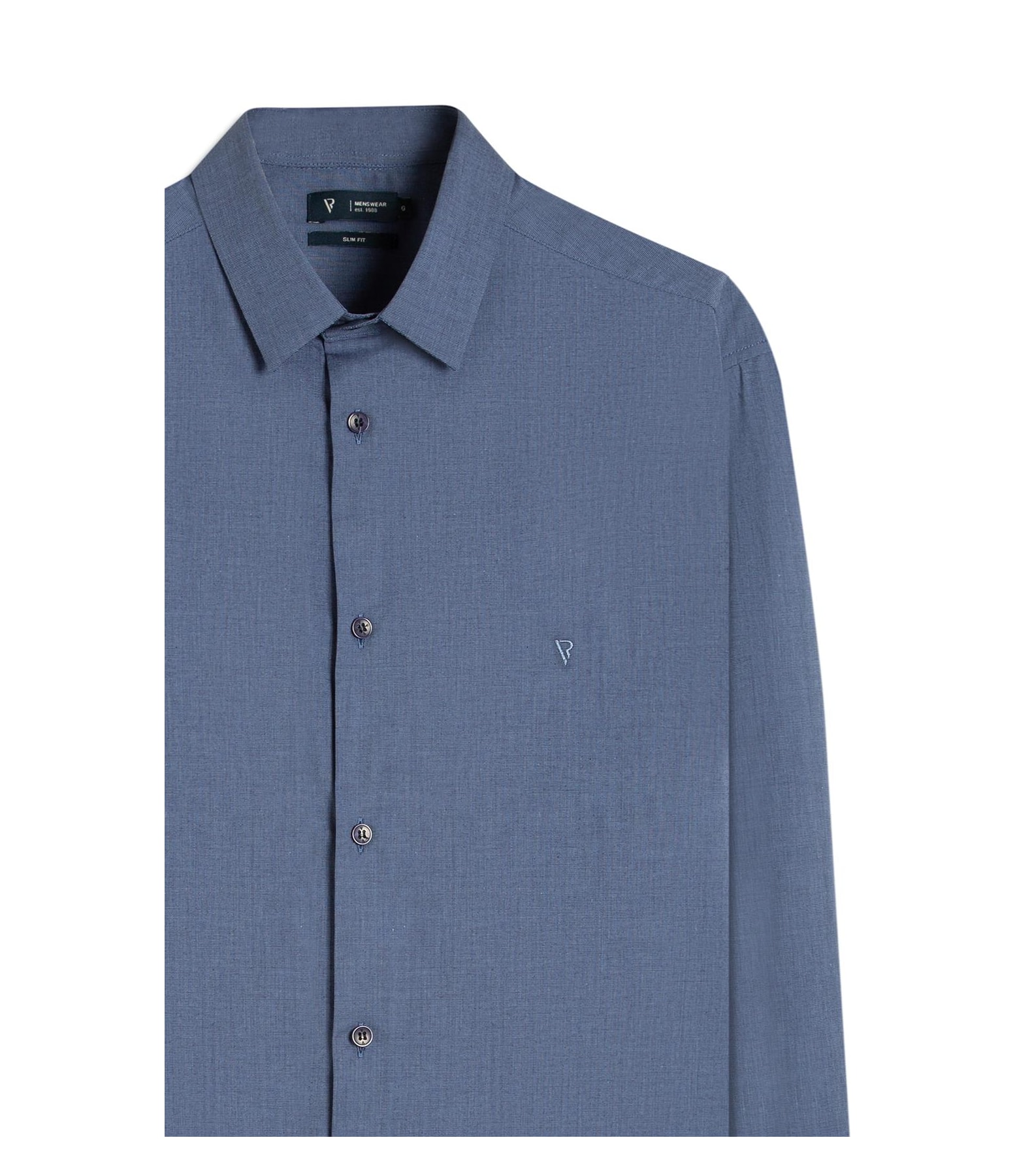 Camisa Ly Fil a Fil Slim Shanghai Ml Azul Jeans