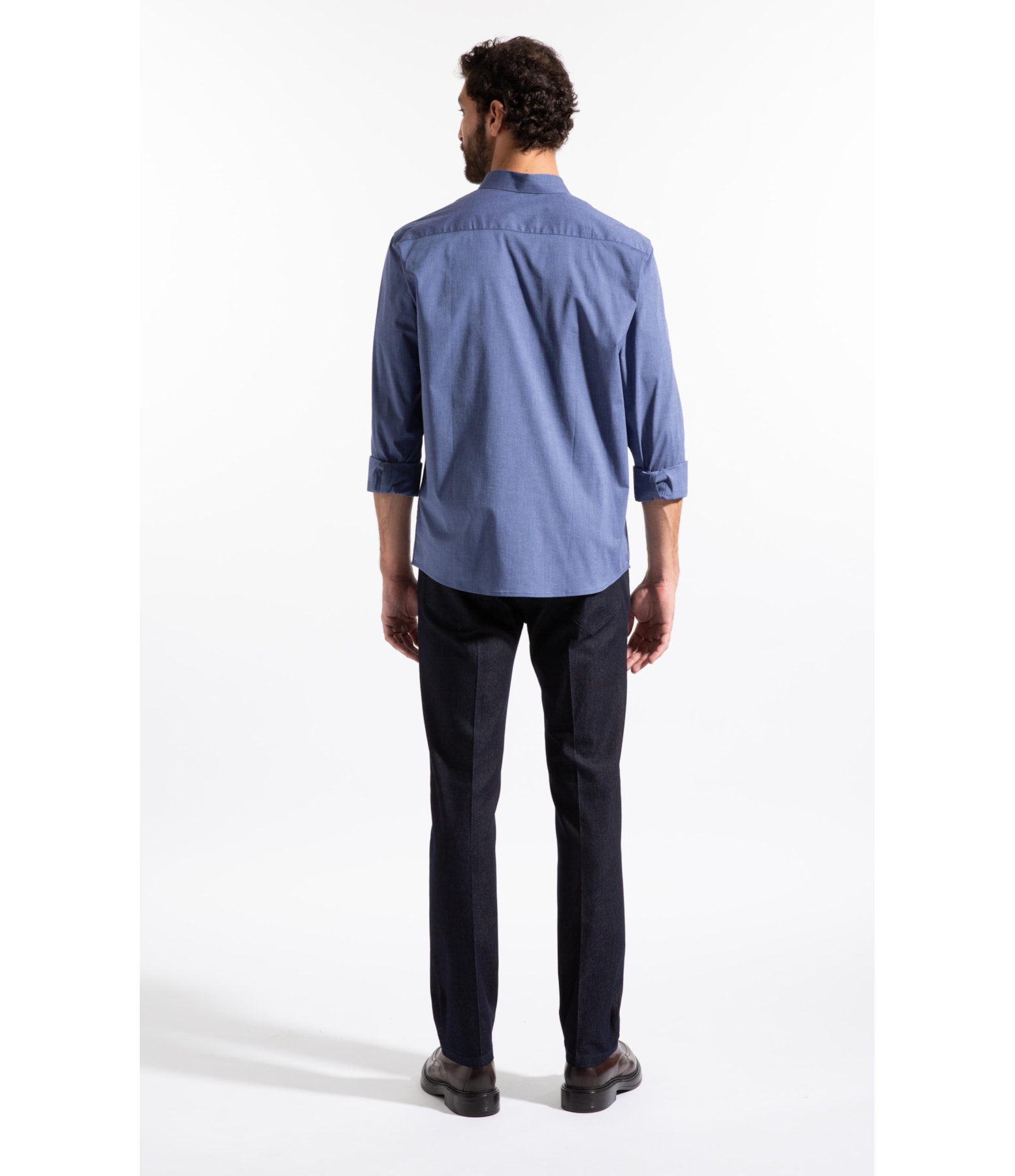 Camisa Ly Fil a Fil Slim Shanghai Ml Azul Jeans