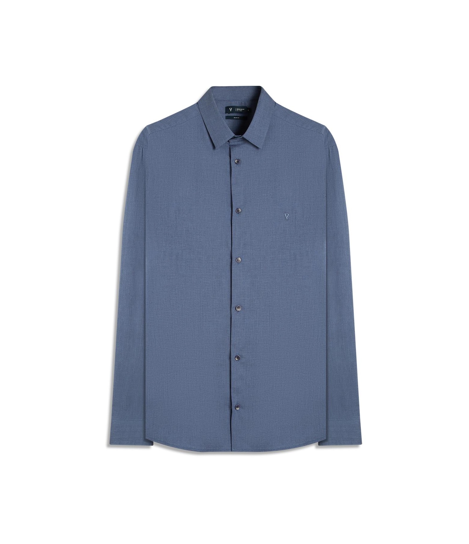 Camisa Ly Fil a Fil Slim Shanghai Ml Azul Jeans