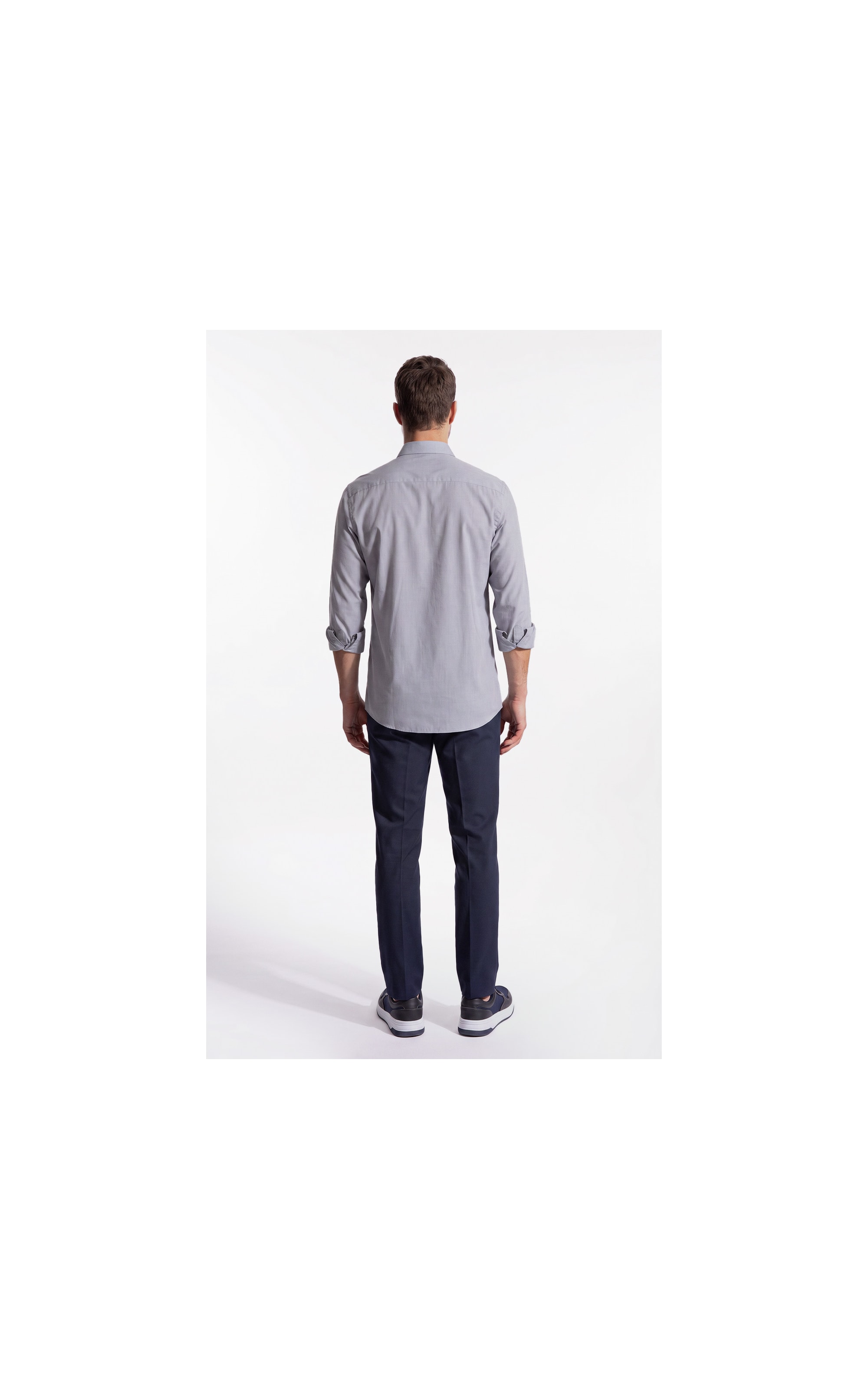 Camisa Ly Fil a Fil Slim Shanghai Ml Cinza Claro