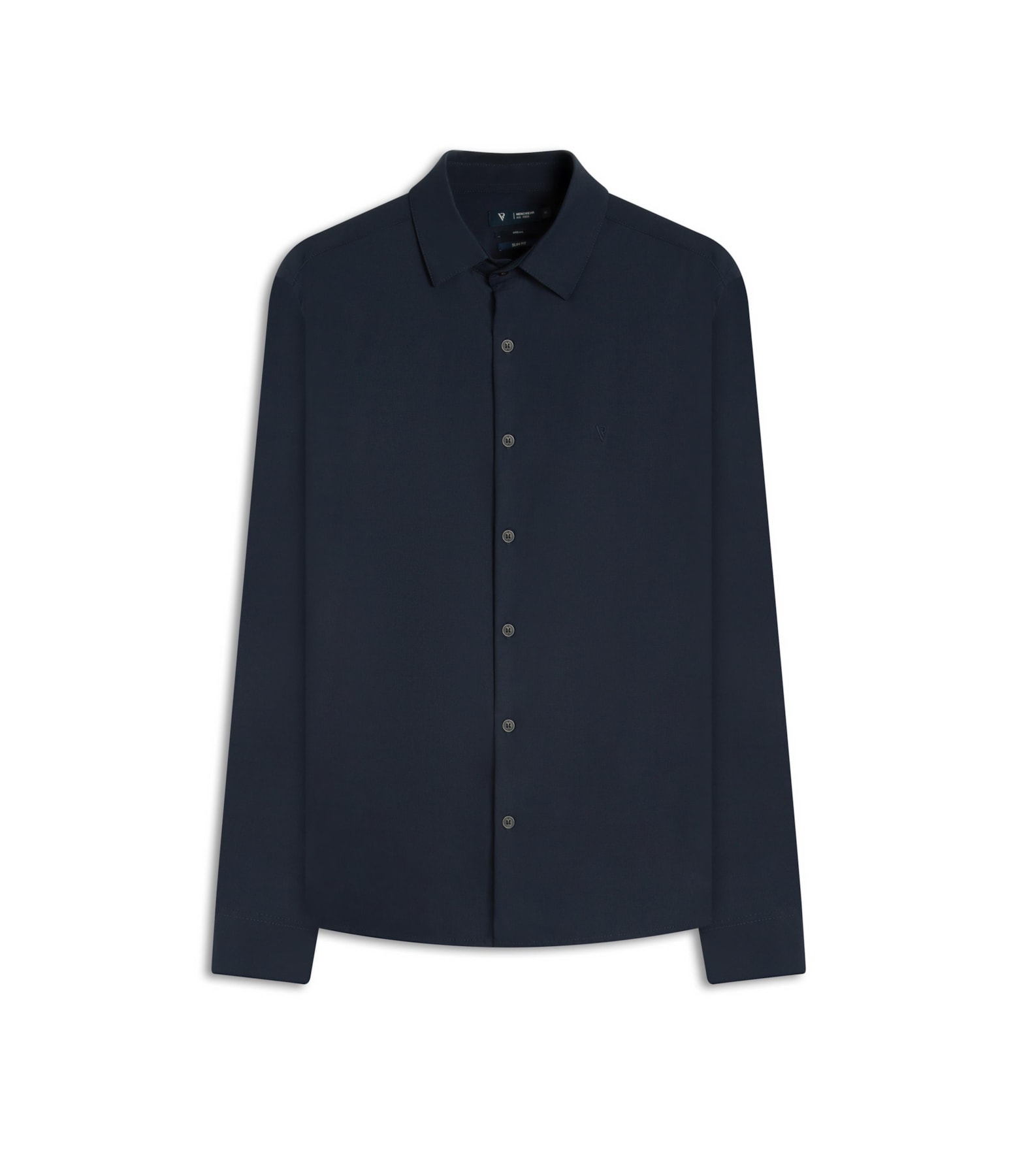 Camisa Malha Lisa Micro Desen Slim Ct Dark Navy