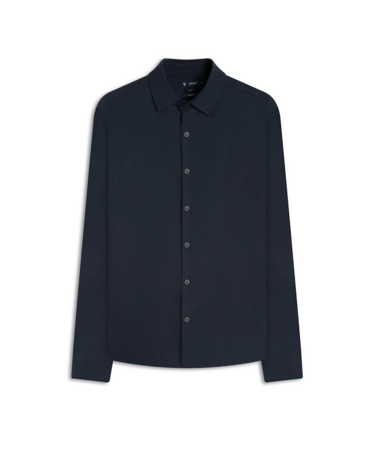 Camisa Malha Lisa Micro Desen Slim Ct Dark Navy