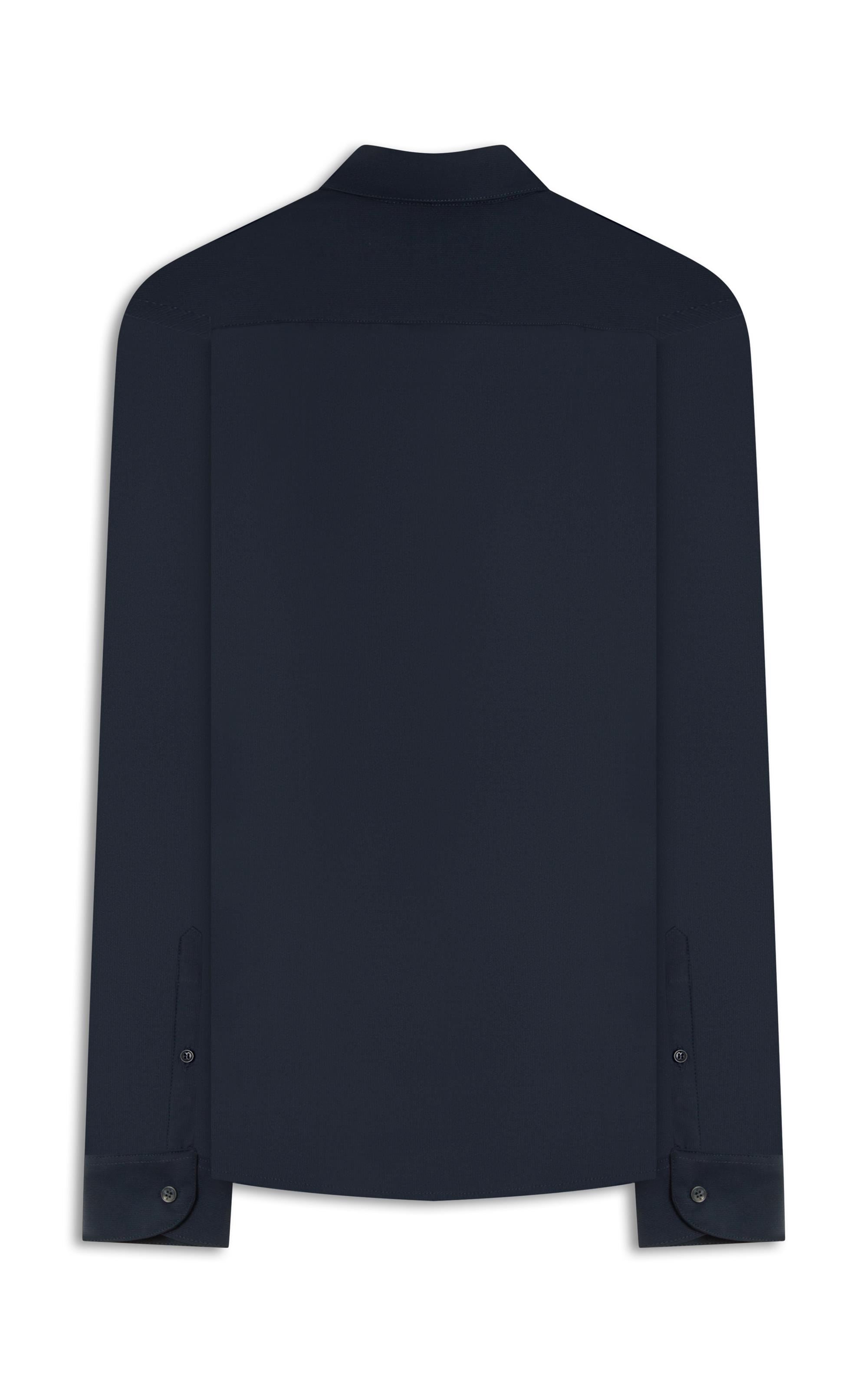 Camisa Malha Lisa Micro Desen Slim Ct Dark Navy