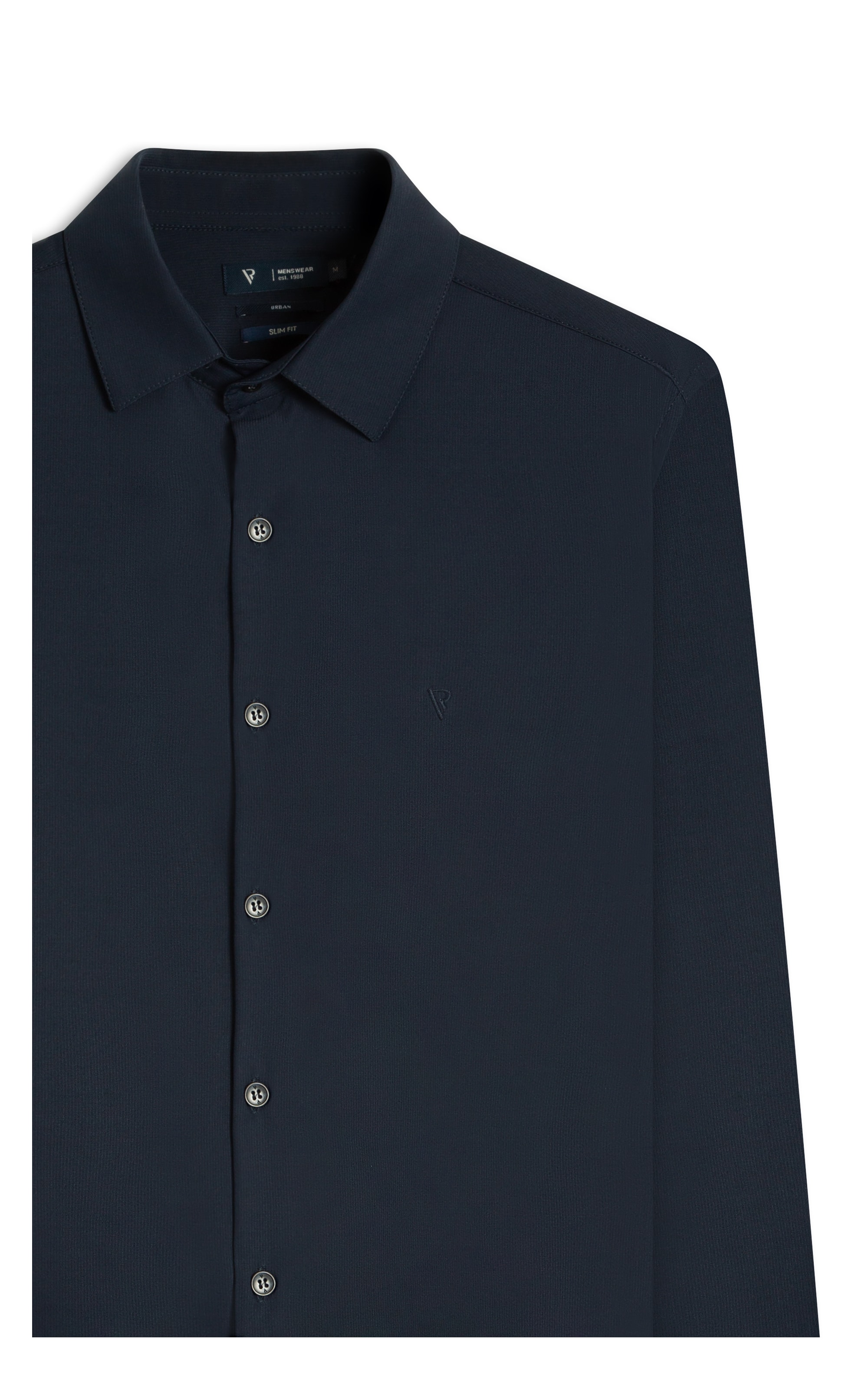 Camisa Malha Lisa Micro Desen Slim Ct Dark Navy