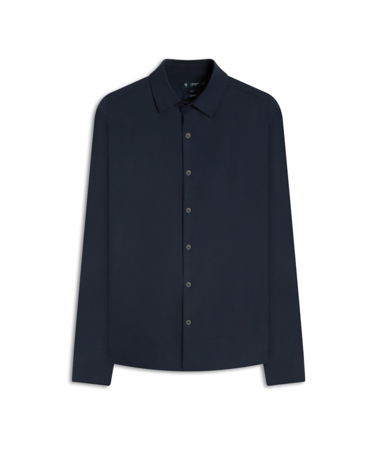 Camisa Malha Lisa Micro Desen Slim Ct Dark Navy