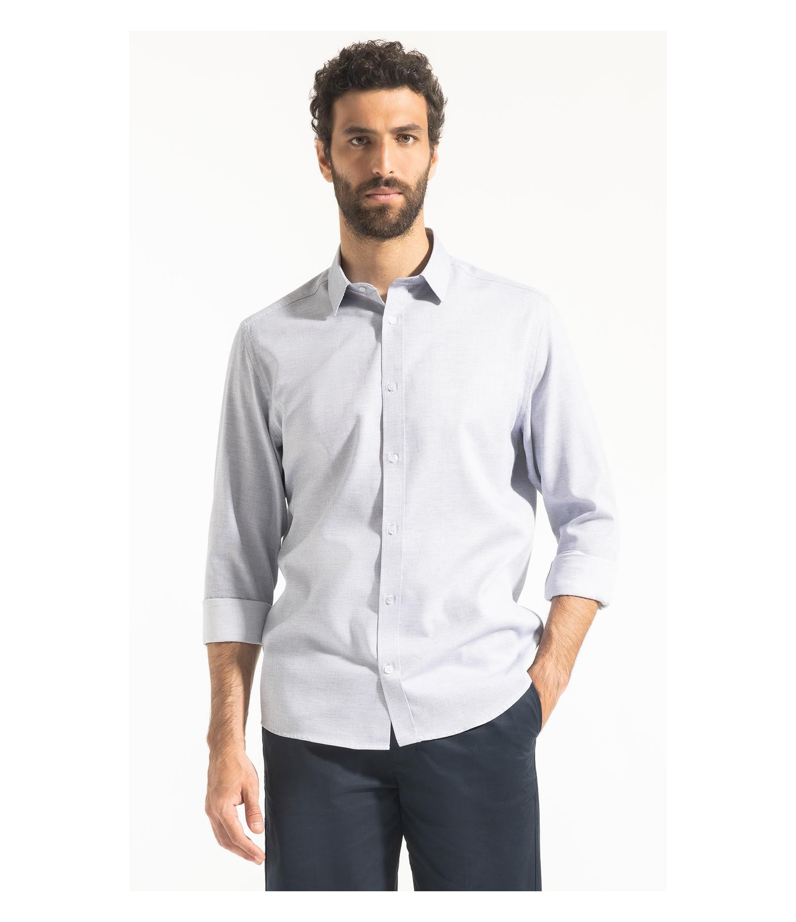 Camisa Maquinetada Carlos New Class Azul Jeans
