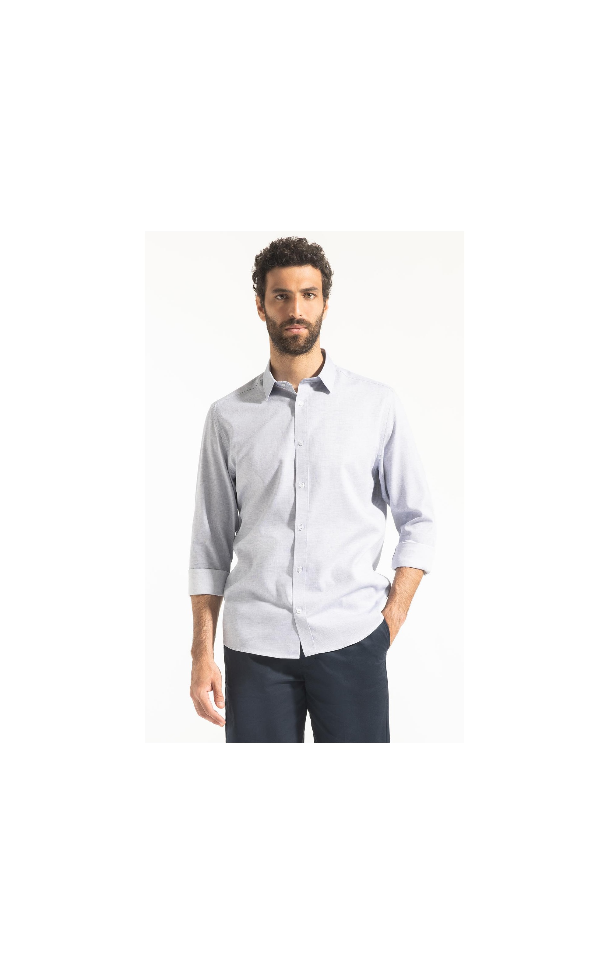 Camisa Maquinetada Carlos New Class Azul Jeans