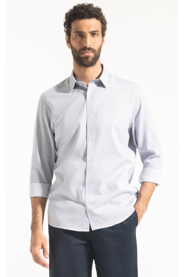 Camisa Maquinetada Carlos New Class Azul Jeans