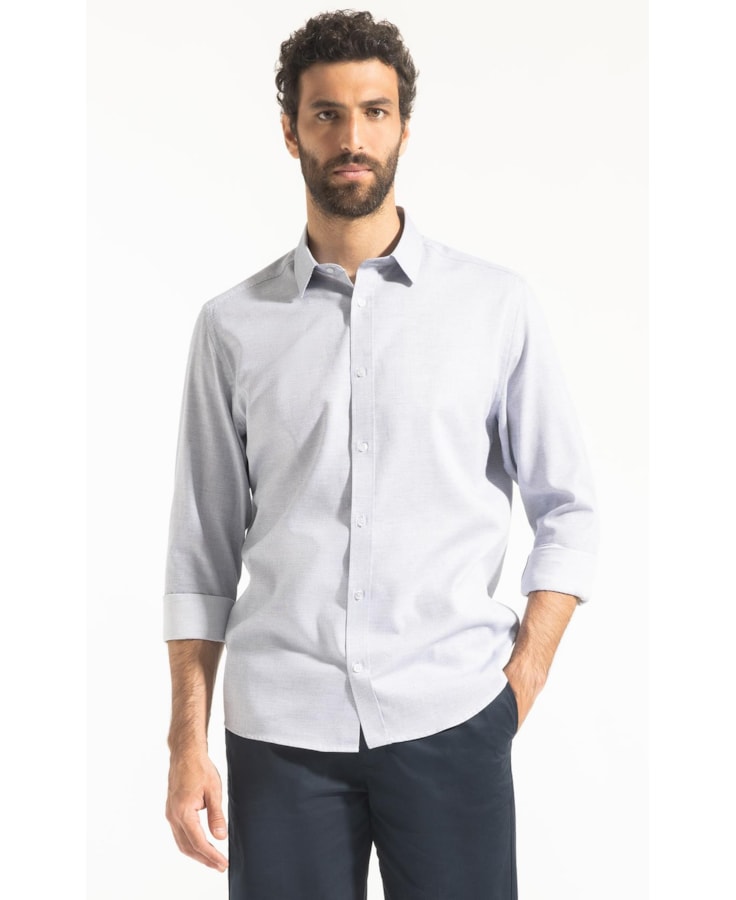 Camisa Maquinetada Carlos New Class Azul Jeans
