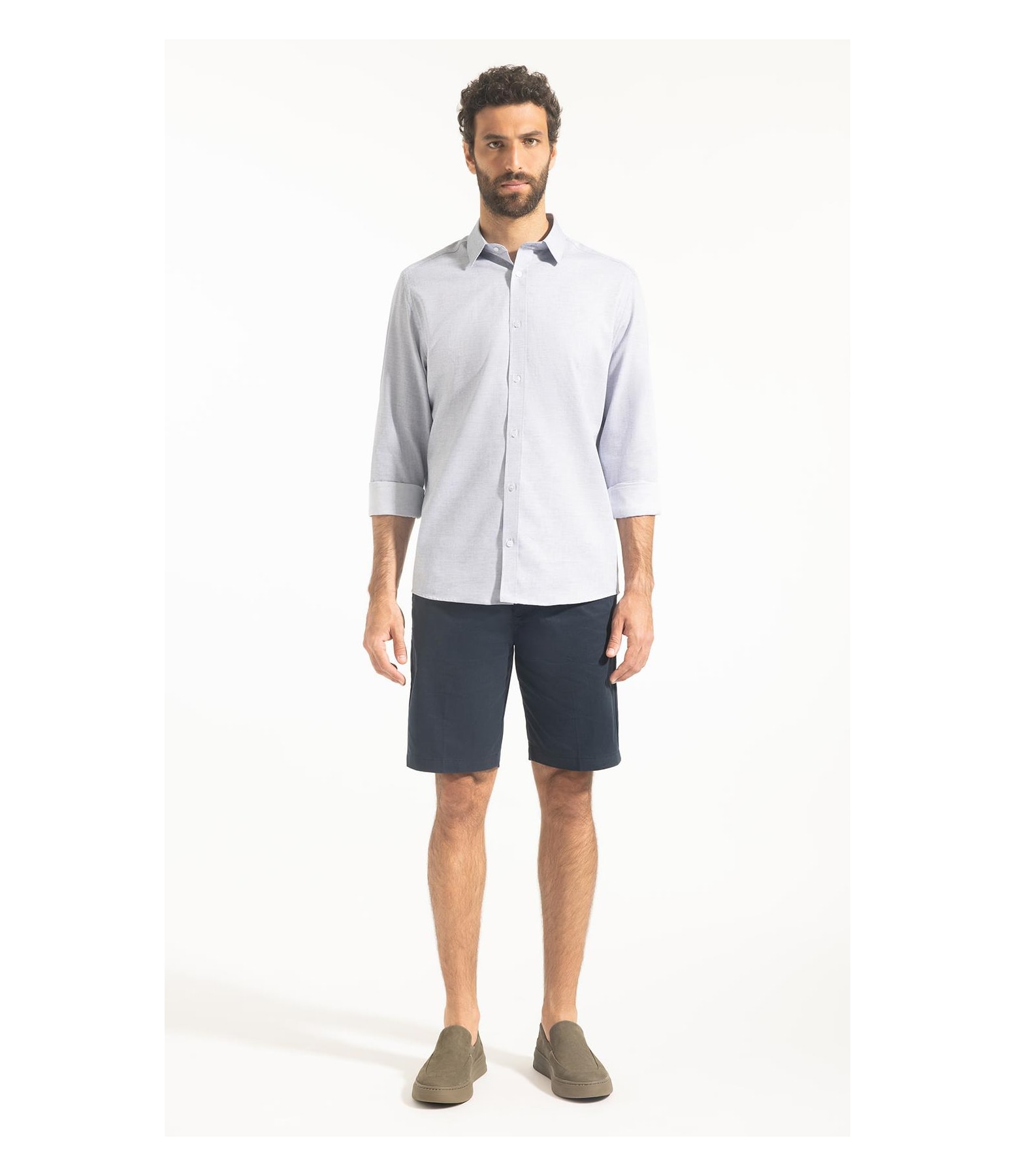 Camisa Maquinetada Carlos New Class Azul Jeans