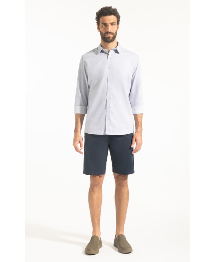 Camisa Maquinetada Carlos New Class Azul Jeans