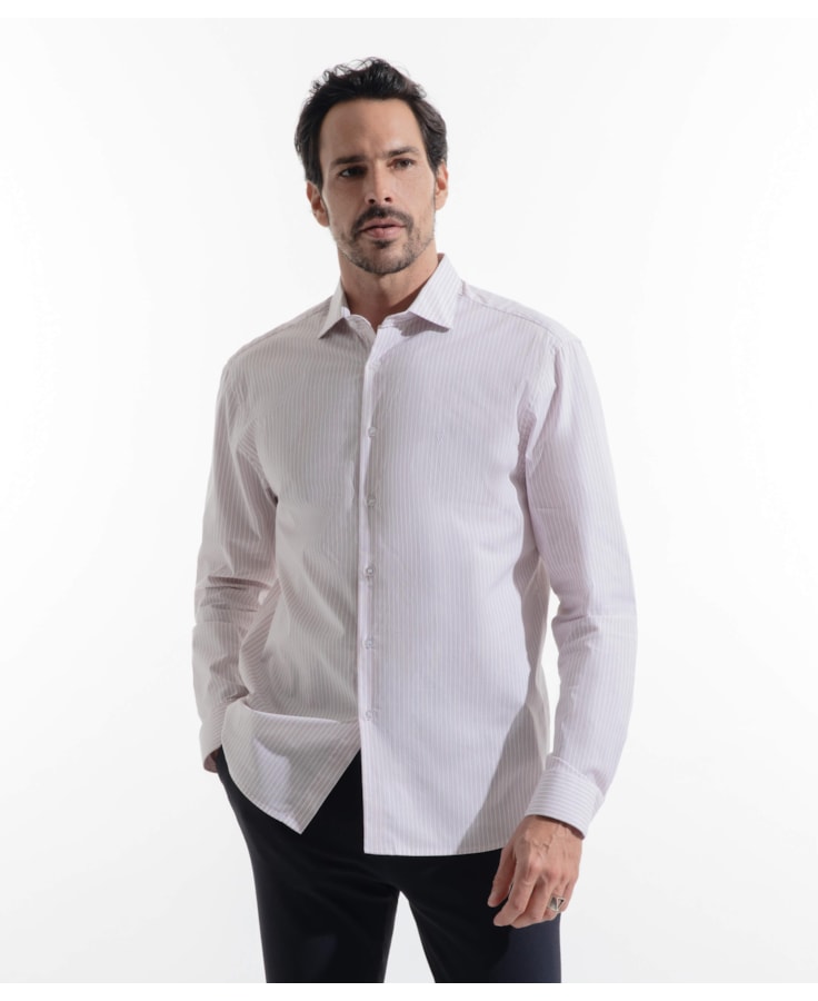 Camisa Medium Slim New Italia Rosa Velho