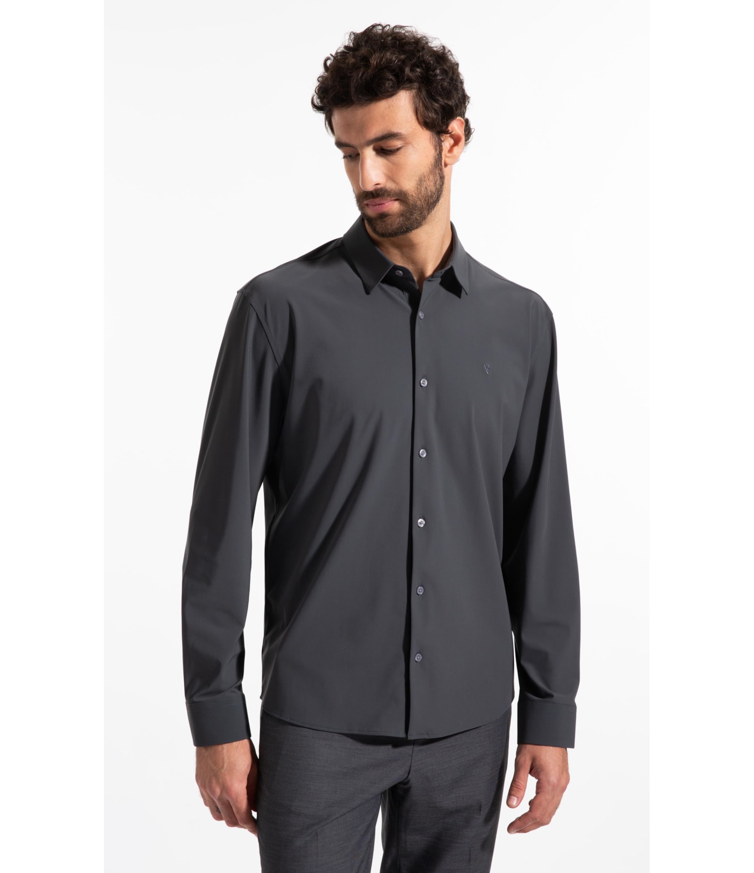 Camisa Micro Stripes Active Slim Fusioned Ml Grafite