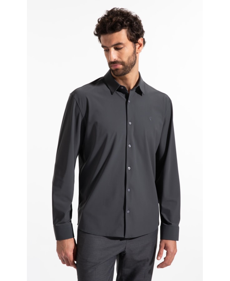 Camisa Micro Stripes Active Slim Fusioned Ml Grafite