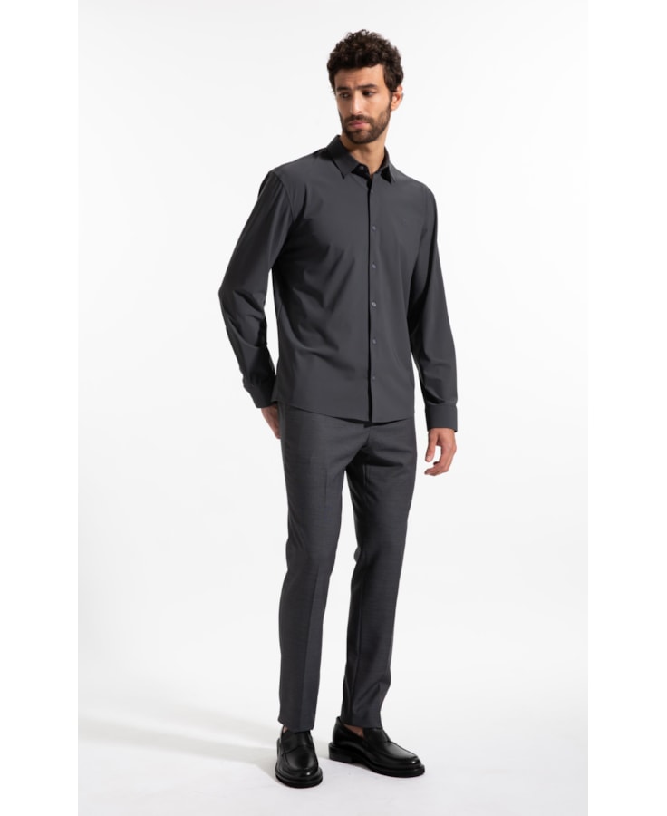 Camisa Micro Stripes Active Slim Fusioned Ml Grafite