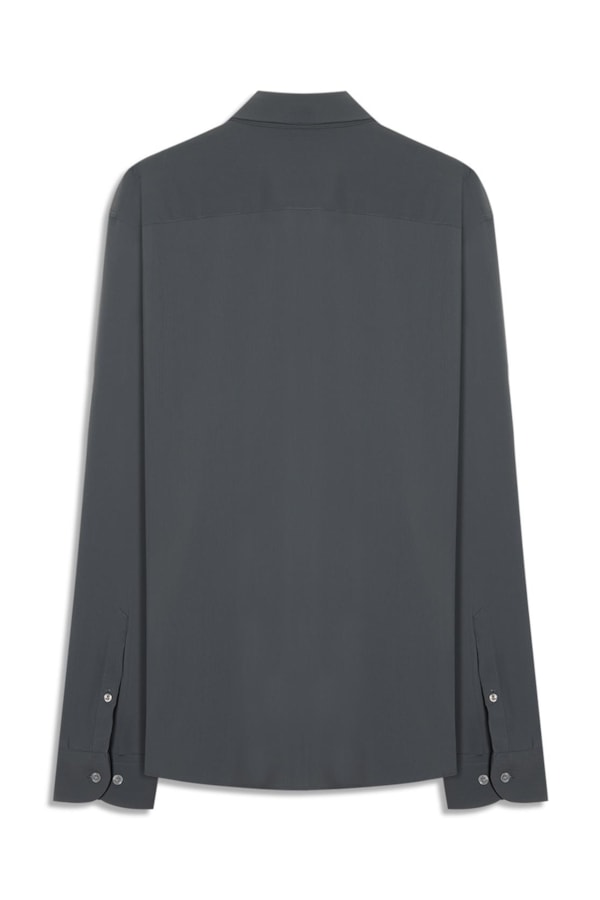 Camisa Micro Stripes Active Slim Fusioned Ml Midnight Blue