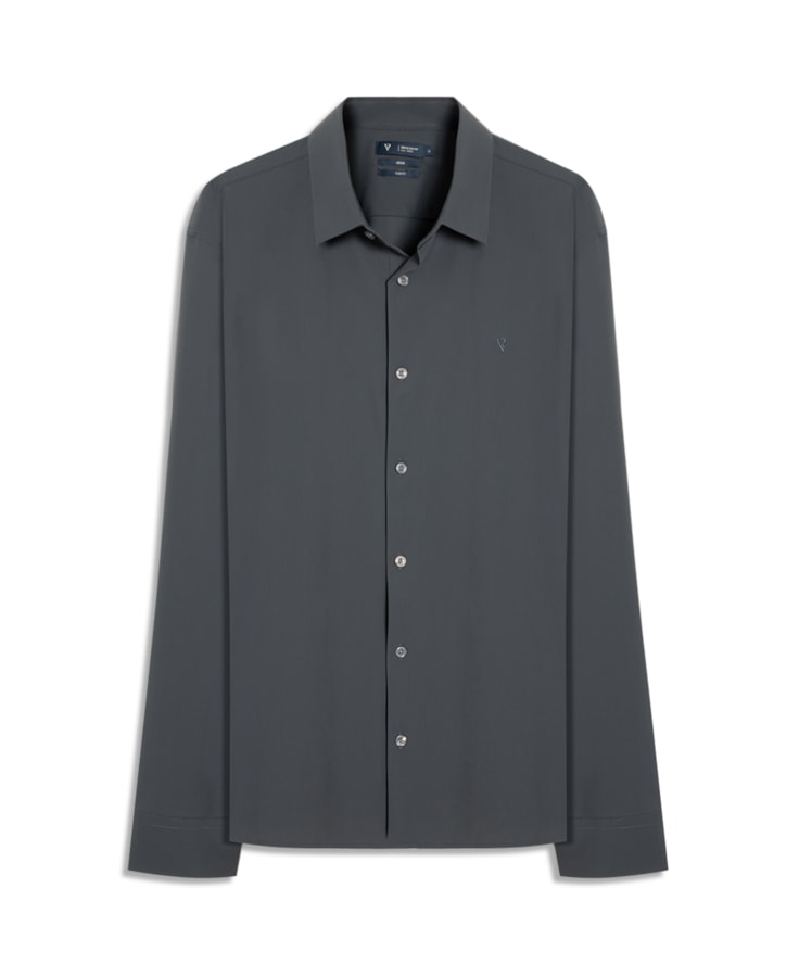 Camisa Micro Stripes Active Slim Fusioned Ml Midnight Blue