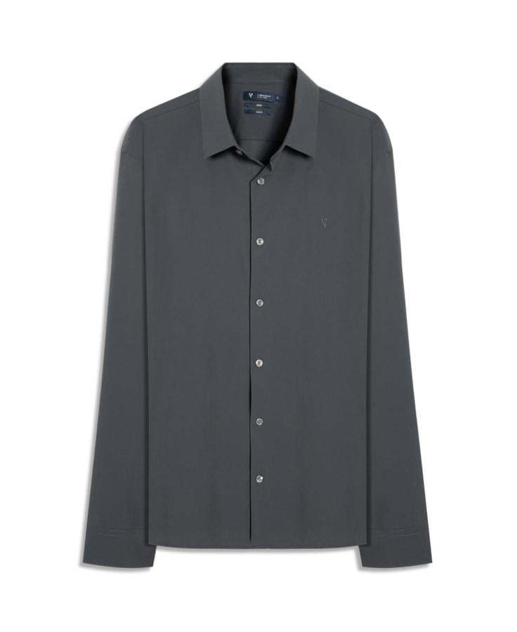 Camisa Micro Stripes Active Slim Fusioned Ml Midnight Blue