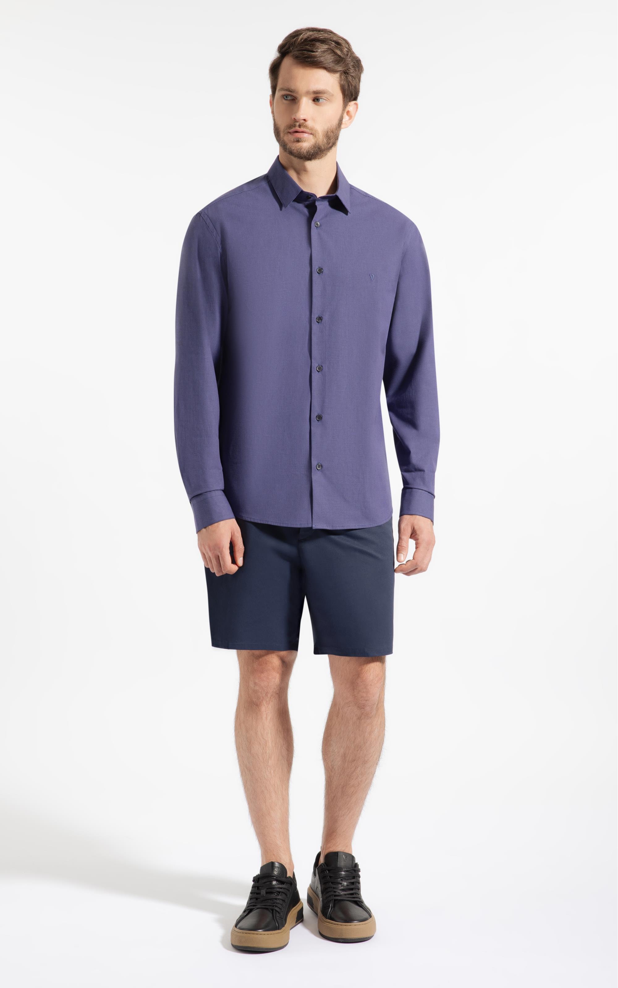 Camisa Micro Xadrez Ravello Slm Shang Dark Navy