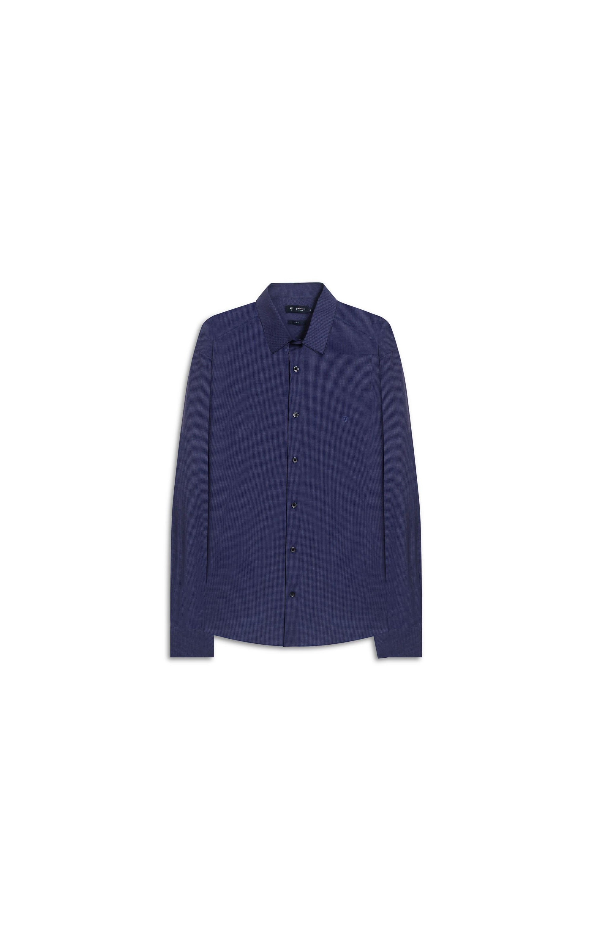 Camisa Micro Xadrez Ravello Slm Shang Dark Navy