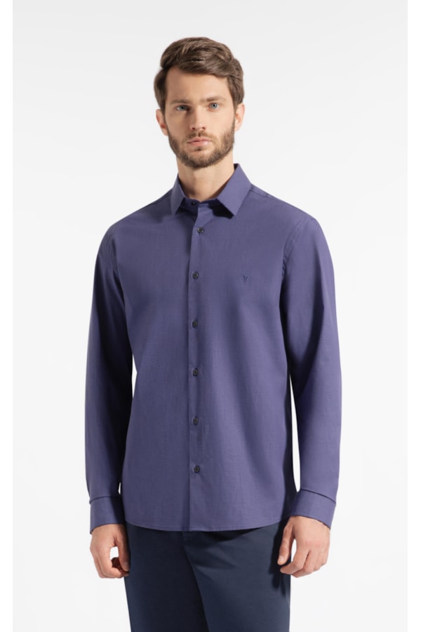 Camisa Micro Xadrez Ravello Slm Shang Dark Navy