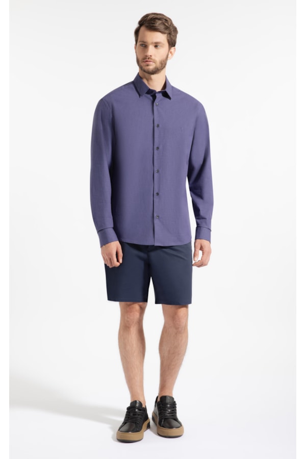 Camisa Micro Xadrez Ravello Slm Shang Dark Navy