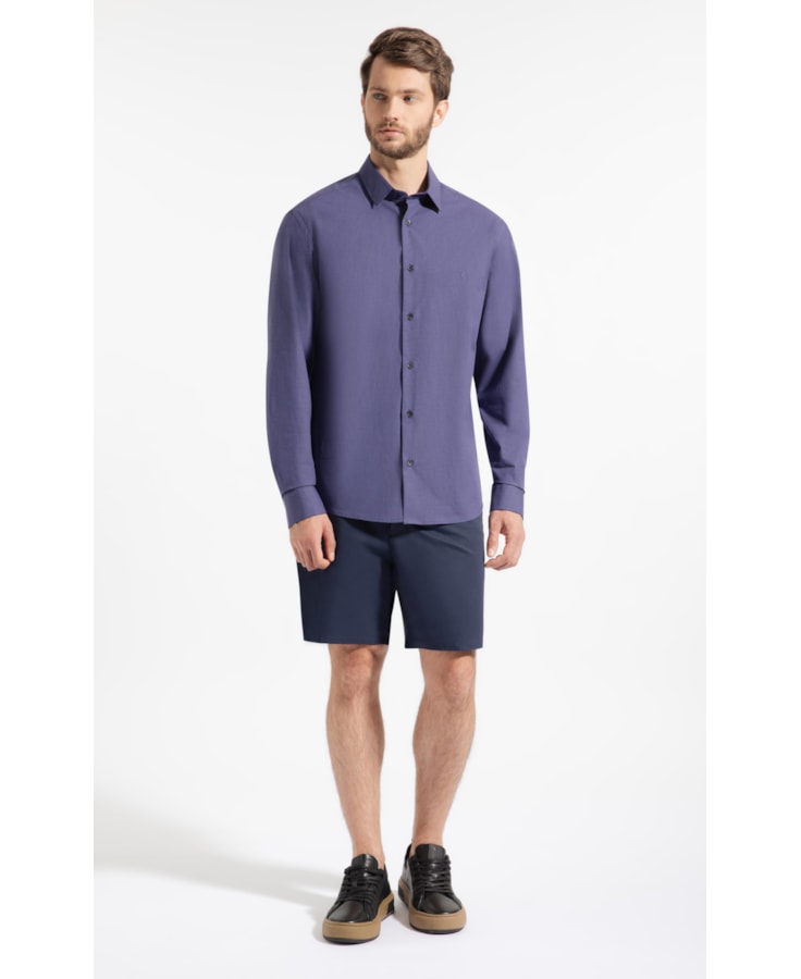 Camisa Micro Xadrez Ravello Slm Shang Dark Navy