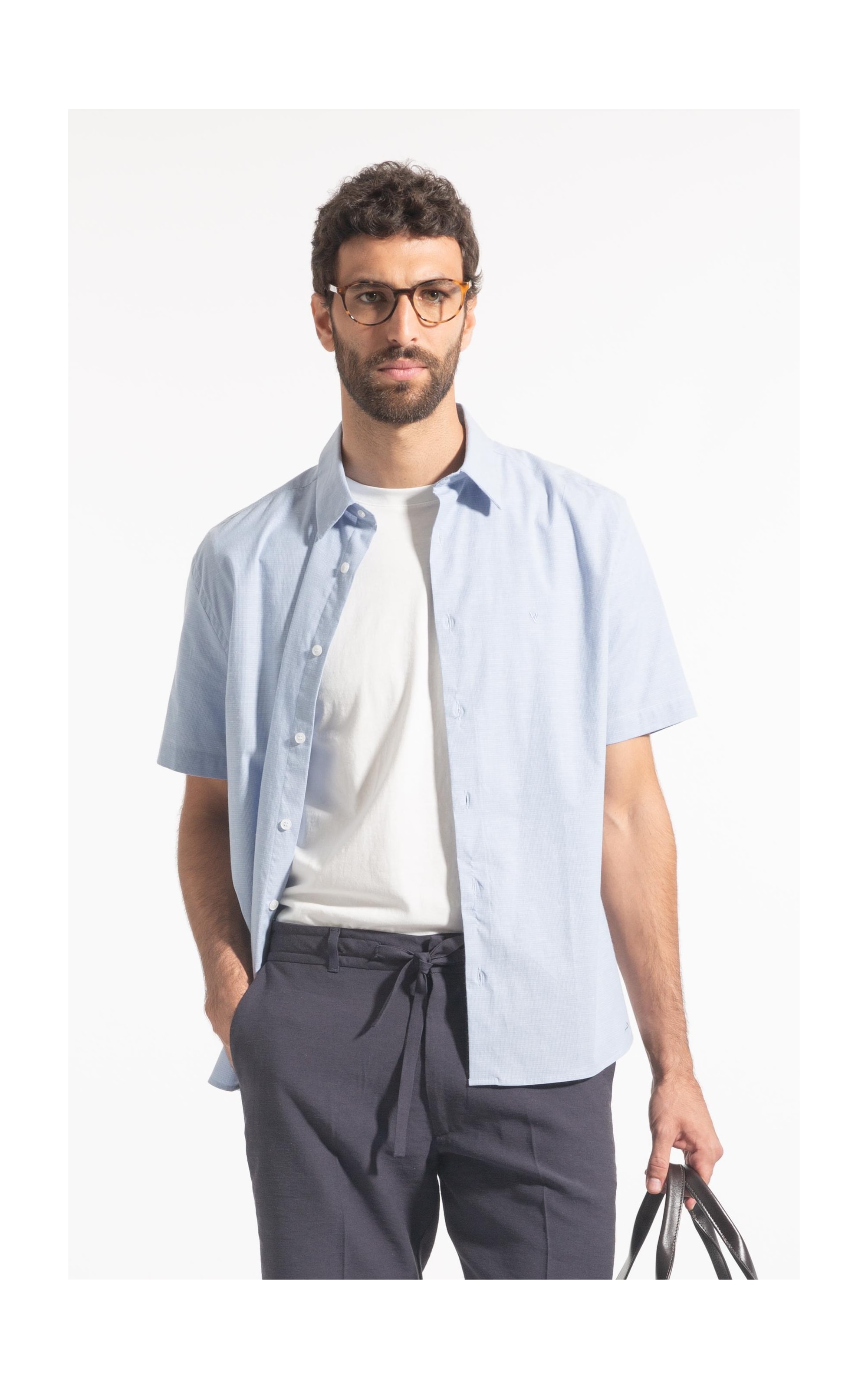 Camisa Micro Xadrez Roma Retro Irish Mc Azul Pervante Xadrez