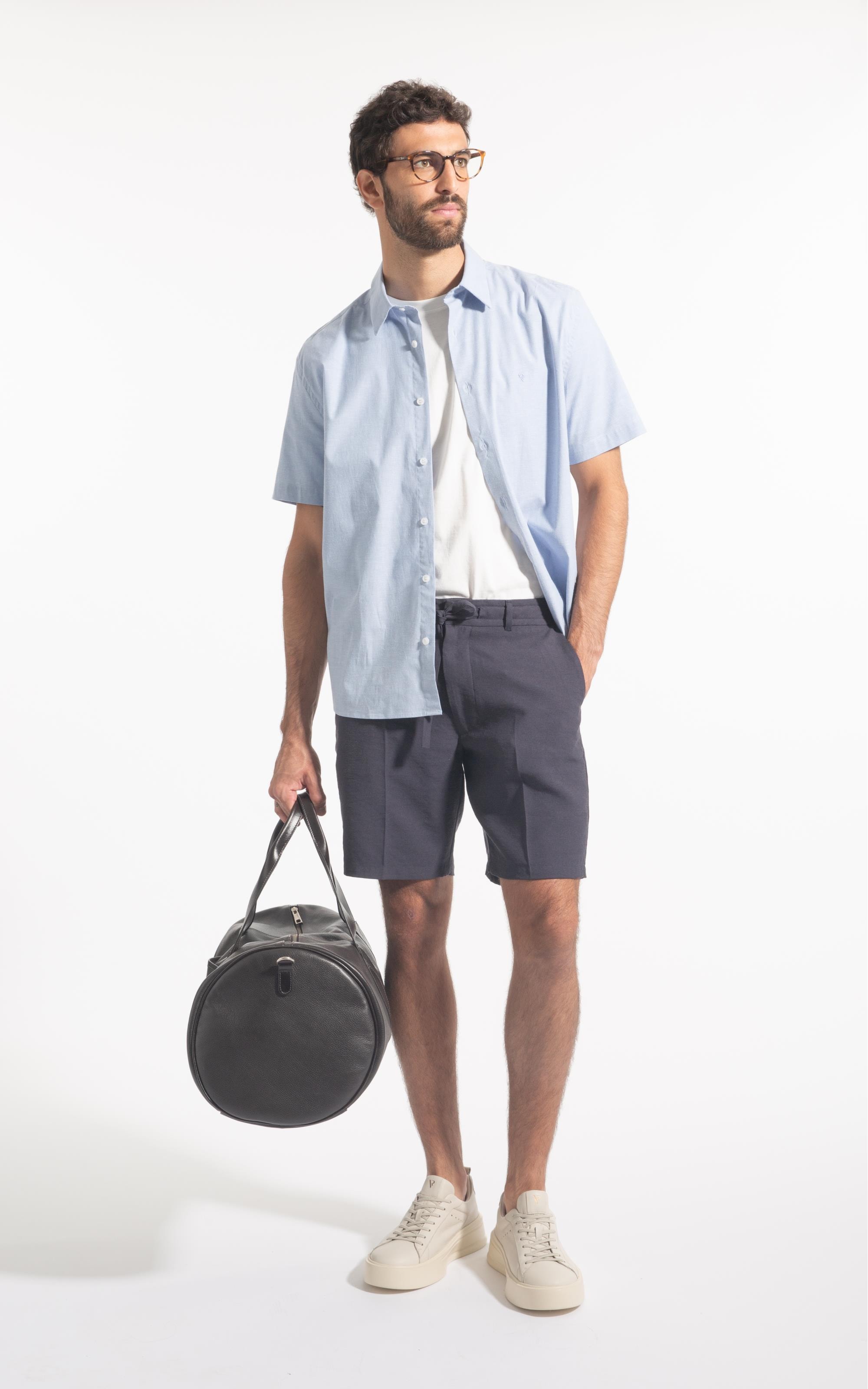 Camisa Micro Xadrez Roma Retro Irish Mc Azul Pervante Xadrez