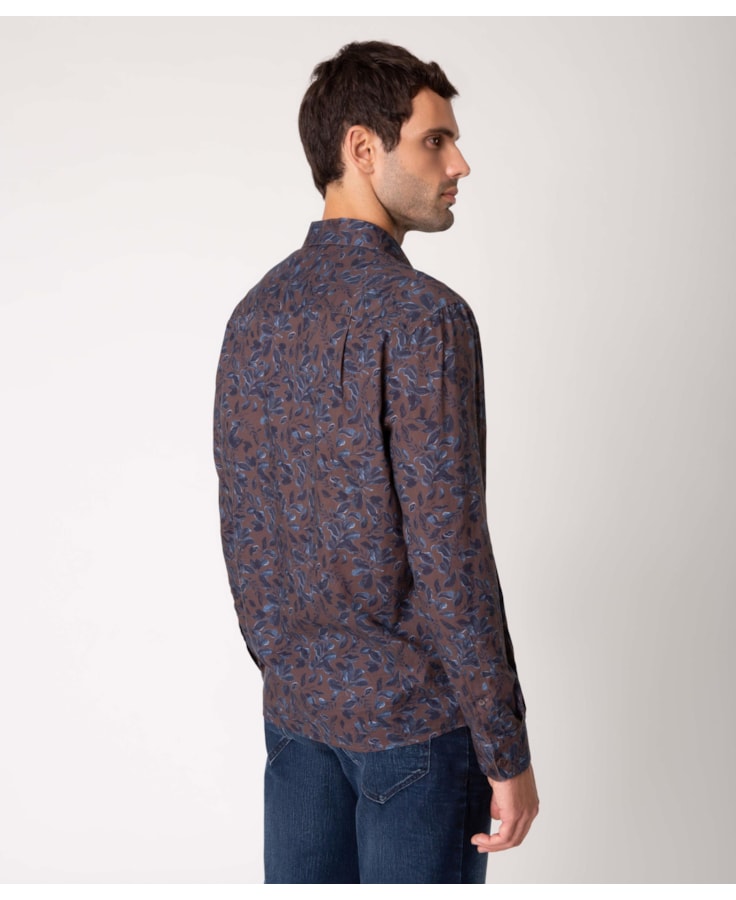 Camisa Nankin Leaves Marrom