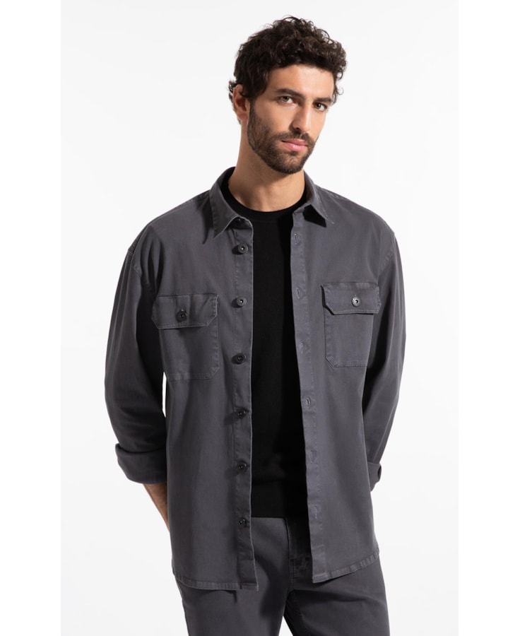 Camisa Overshirt Lorenzo (Irish) Ml Cinza Medio