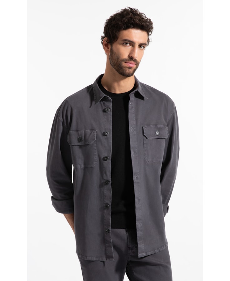 Camisa Overshirt Lorenzo (Irish) Ml Cinza Medio