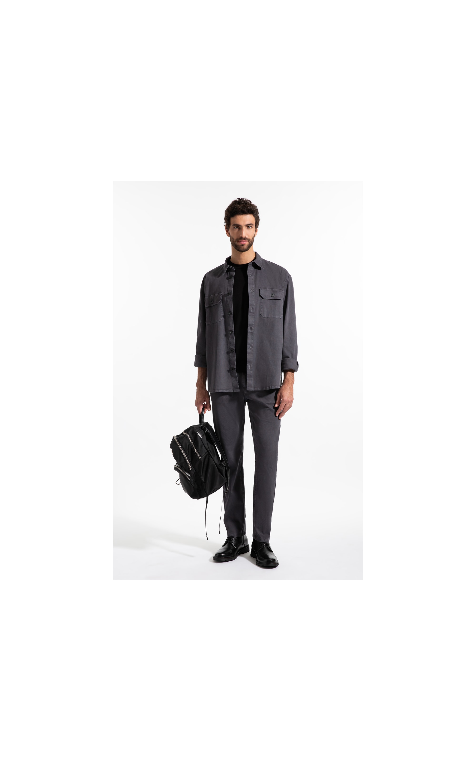 Camisa Overshirt Lorenzo (Irish) Ml Cinza Medio