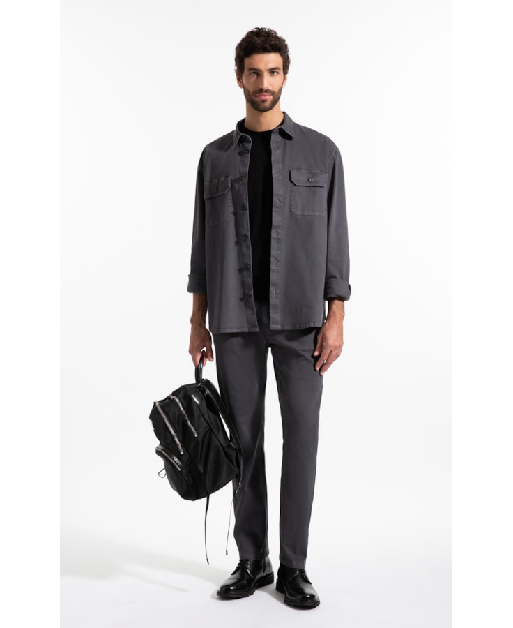 Camisa Overshirt Lorenzo (Irish) Ml Cinza Medio