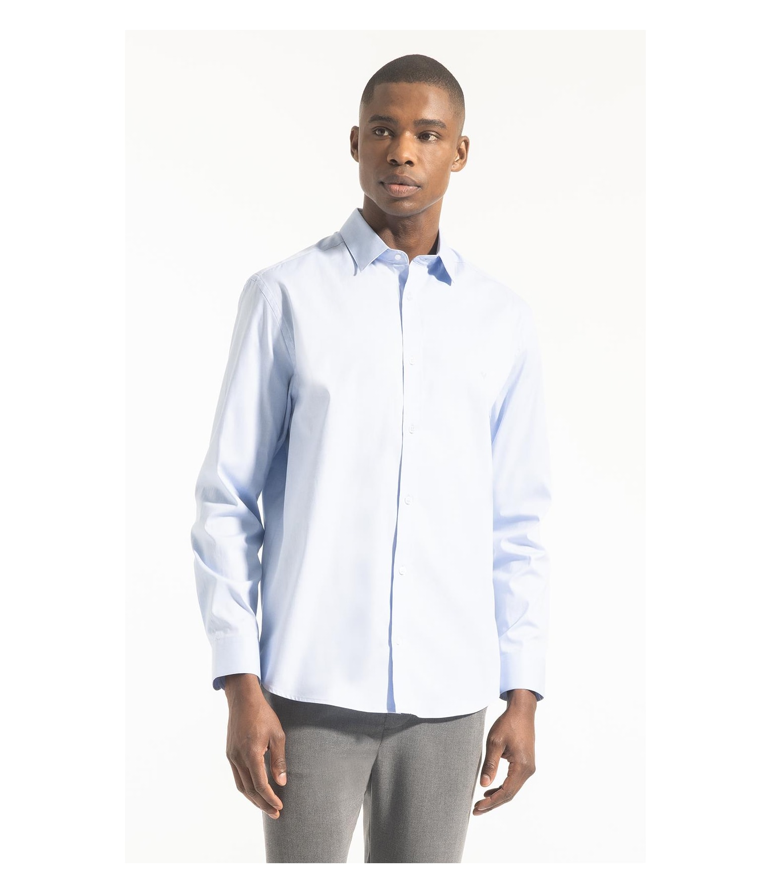 Camisa Pin Point Slim Shangai Azul Claro