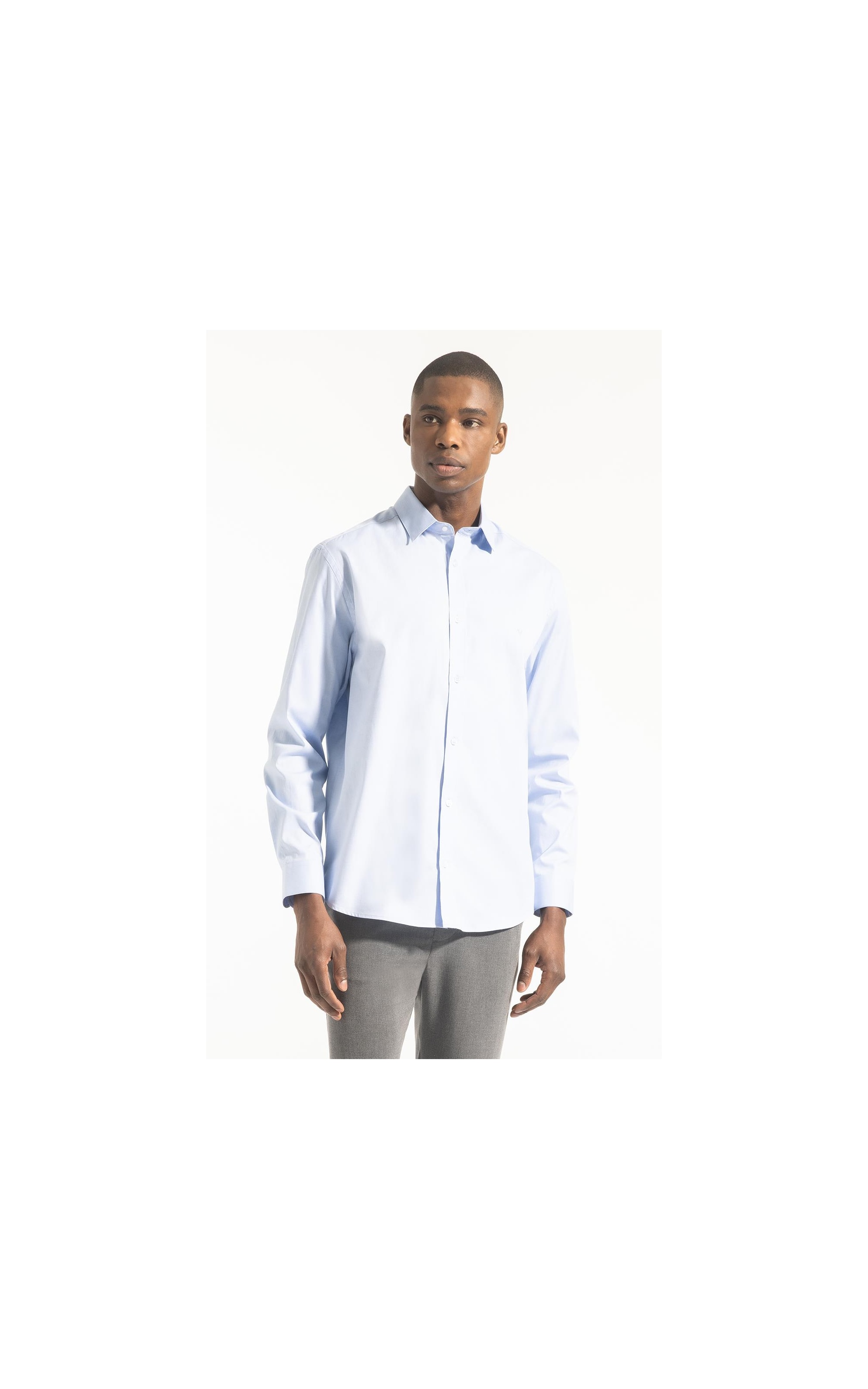 Camisa Pin Point Slim Shangai Azul Claro