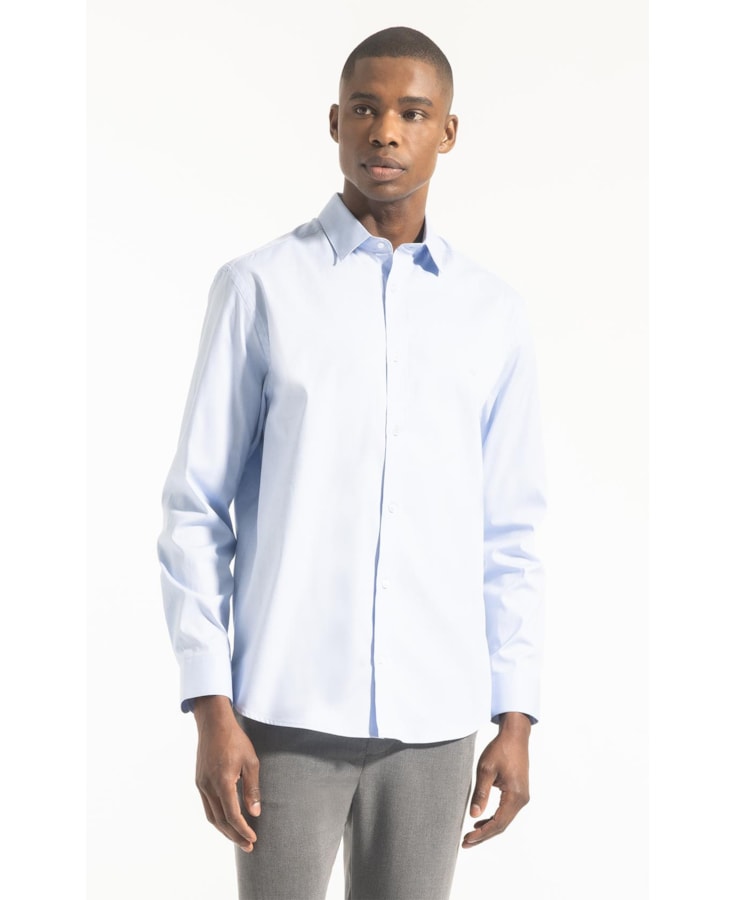 Camisa Pin Point Slim Shangai Azul Claro