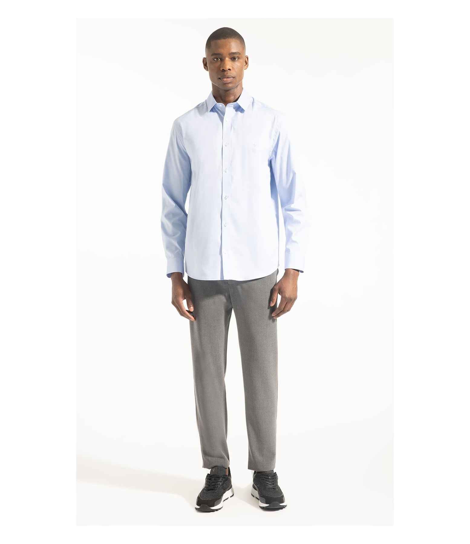 Camisa Pin Point Slim Shangai Azul Claro