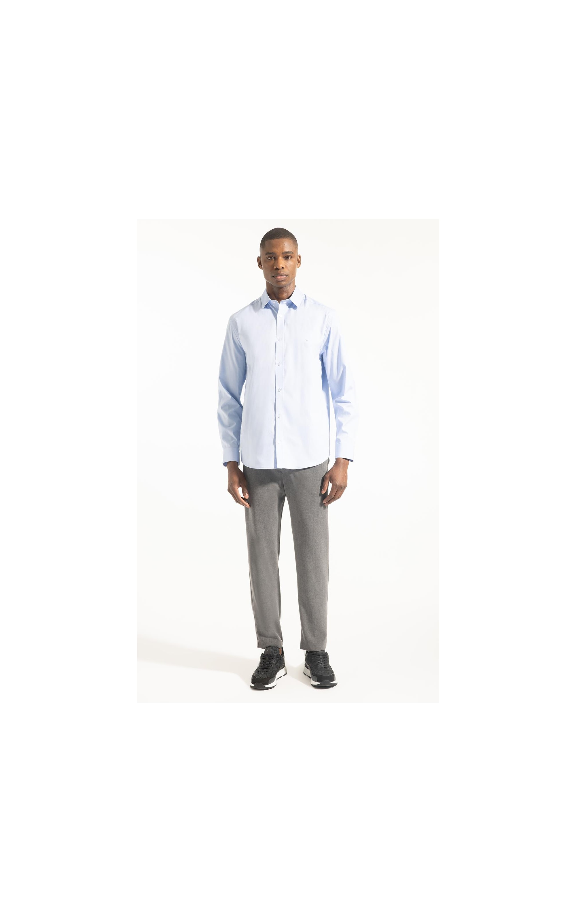 Camisa Pin Point Slim Shangai Azul Claro