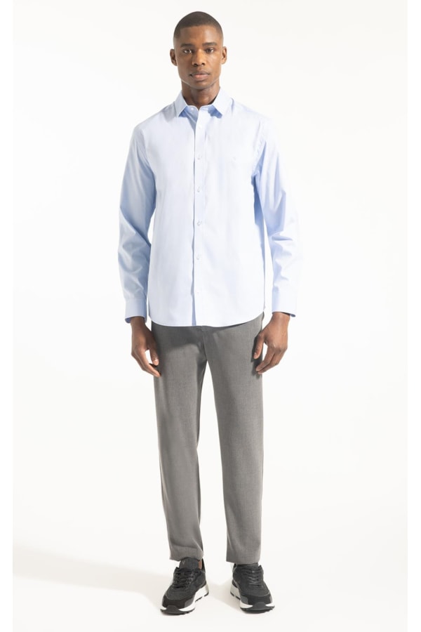 Camisa Pin Point Slim Shangai Azul Claro